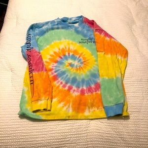 Youth Medium LS Tye-Dye Simply Southern T-Shirt